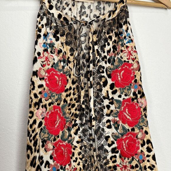 Savanna Jane Leopard Animal Floral Embroidered Tunic Tank Top Women's Size Small - Picture 3 of 6
